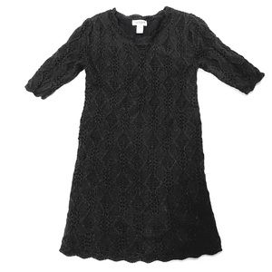 CAT & JACK Girls Black Size XS 4/5 Crochet Knit Sparkle Sweater Dress NWOT